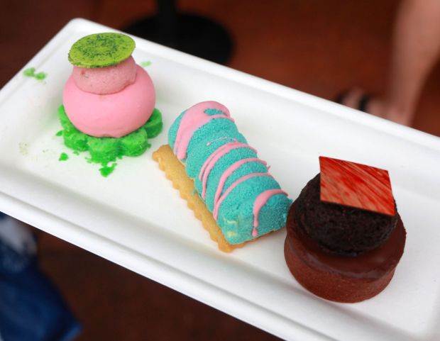 The Neapolitan Dessert Trio from Deco Delights, on the first day of the 2024 Epcot International Festival of the Arts, in Lake Buena Vista, Friday, January 12. The festival showcases visual, culinary and performing arts with 16 art-inspired Food Studios; live art and animation demonstrations; live musical performances; the Disney On Broadway Concert Series; Disney artist galleries; sidewalk chalk art and interactive photo opportunities with classic paintings from history. The festival runs through February 19. (Joe Burbank/Orlando Sentinel)